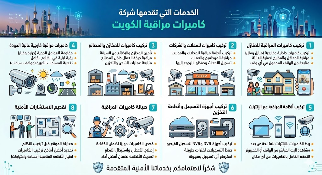 الخدمات التي تقدمها شركة كاميرات مراقبة الكويت الخدمات التي تقدمها شركة كاميرات مراقبة الكويت