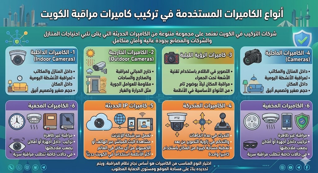 أنواع الكاميرات المستخدمة في تركيب كاميرات مراقبة الكويت