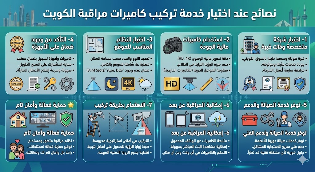 نصائح عند اختيار خدمة تركيب كاميرات مراقبة الكويت